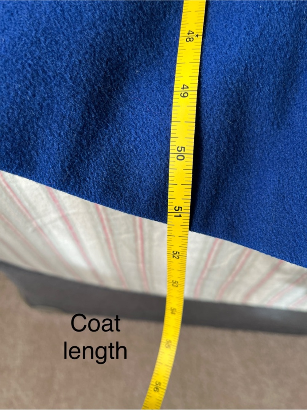 cobalt blue unique A-Line Notched Collar wool and cashmere fitted long coat - Picture 9 of 15